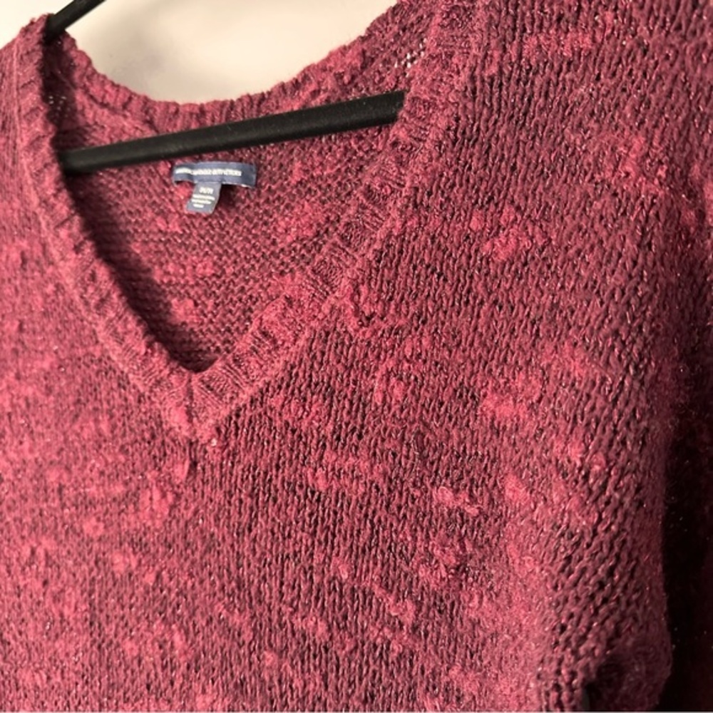 American Eagle Outfitters | AEO‎ | Wool Blend V-Neck Sweater | Burgundy Shimmer
